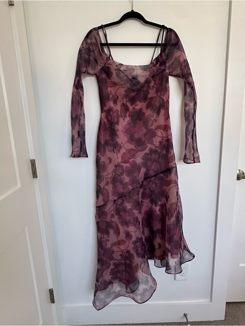 NWT Lulu's Pia Mauve Purple Floral Asymmetrical Midi Dress - Picture 5 of 16